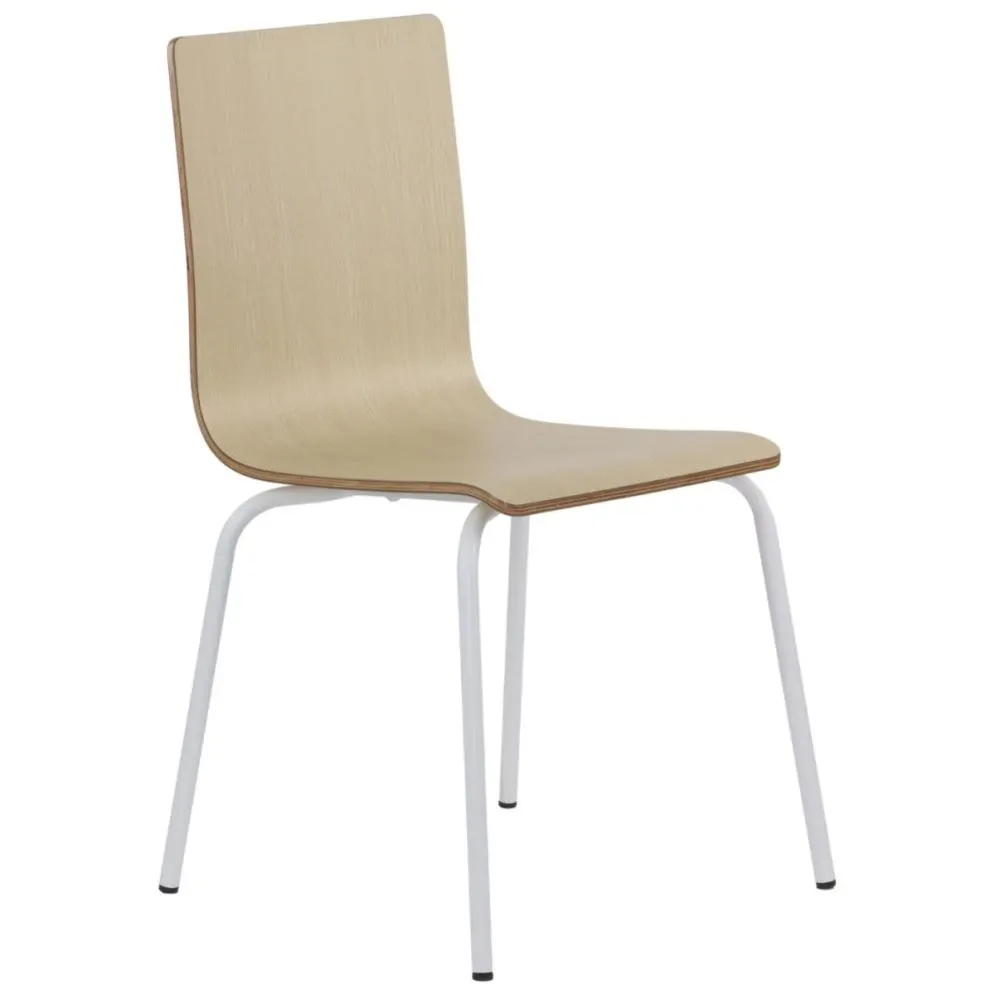 Krzesło ze sklejki laminowanej WERDI B naturalne/białe na metalowych nogach I sklep meblowy MIRAT.