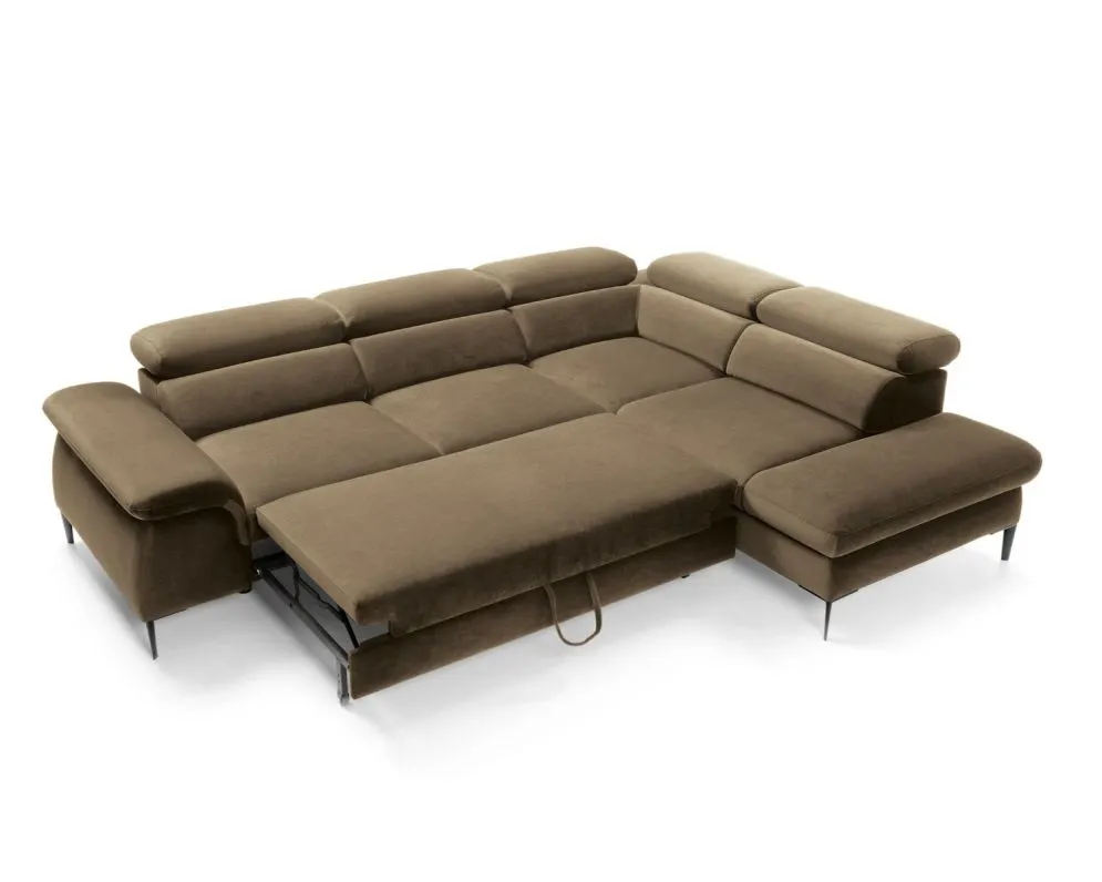 Narożnik z funkcją spania SIMON L oliwkowy prawy/lewy I sklep meblowy MIRAT.