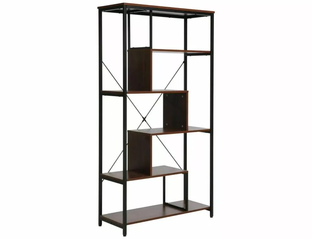 Regał na książki NET A ciemny orzech/czarny mat loftowy I sklep meblowy MIRAT. styl LOFT