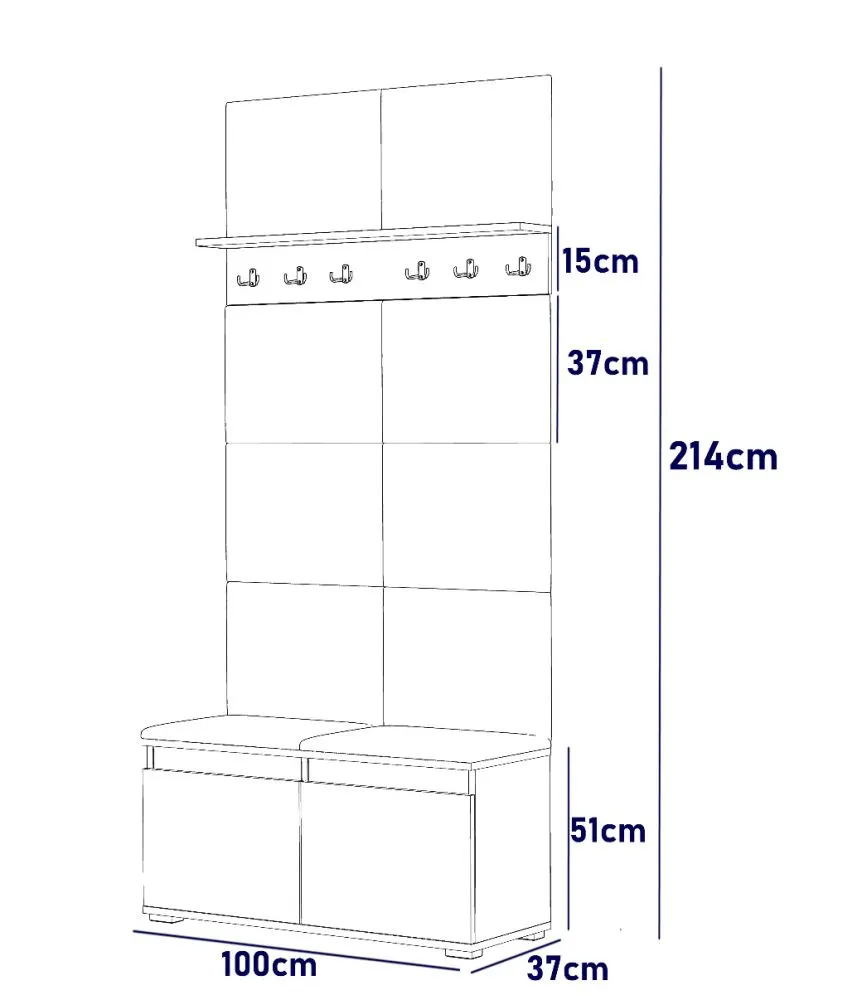 Szafka na buty z wieszakiem SINGAPUR 100 dąb craft/granatowy I sklep meblowy MIRAT. styl LOFT, SKANDYNAWSKI