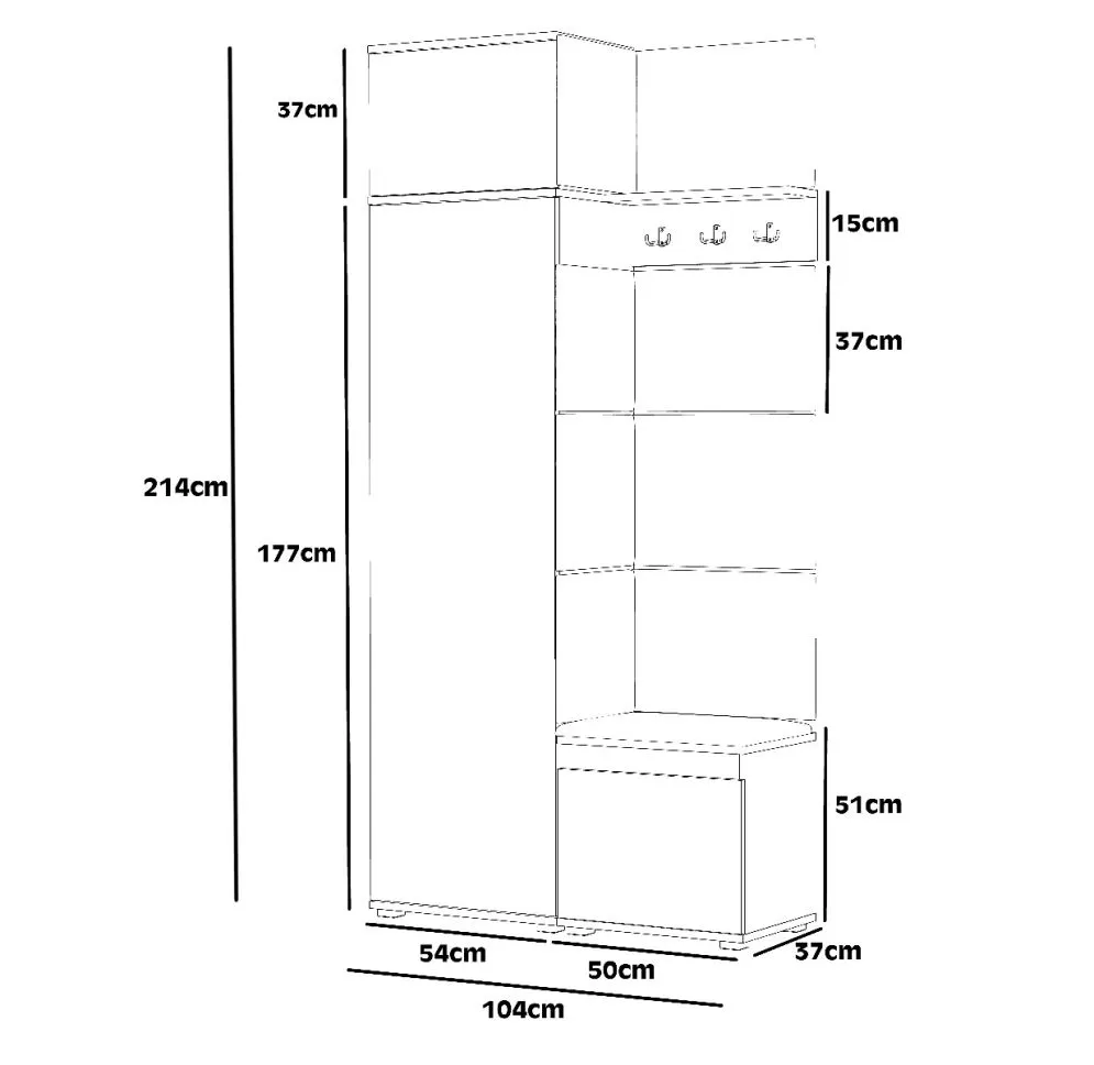 Garderoba z siedziskiem do przedpokoju SINGAPUR 104 dąb sonoma/granatowy I sklep meblowy MIRAT. styl LOFT, SKANDYNAWSKI