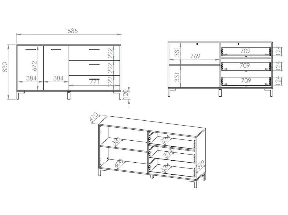 Komoda NIKOLA 3S2D dąb artisan z szufladami i szafką I sklep meblowy MIRAT. styl LOFT