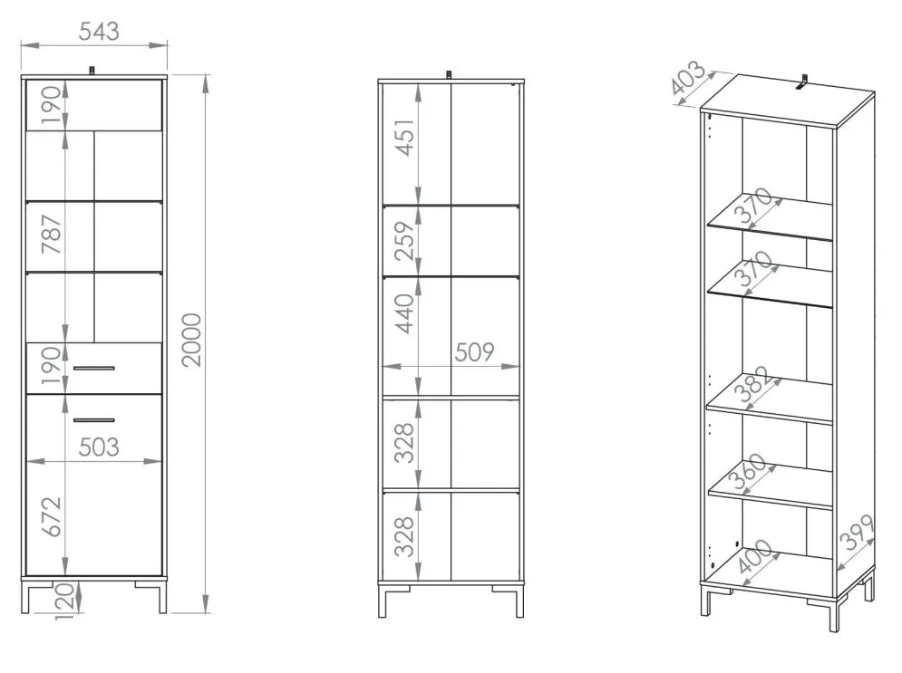 Witryna wysoka NIKOLA dąb artisan do salonu I sklep meblowy MIRAT. styl LOFT kolekcja NIKOLA