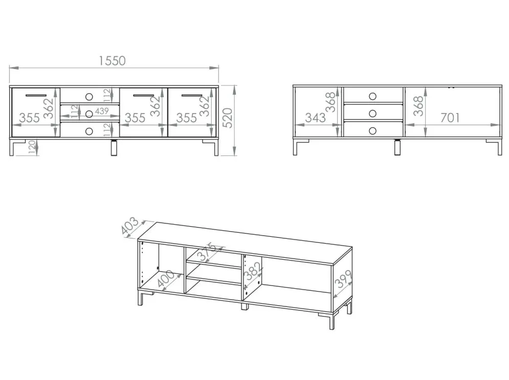 Szafka RTV NIKOLA dąb artisan w stylu loft I sklep meblowy MIRAT. styl LOFT