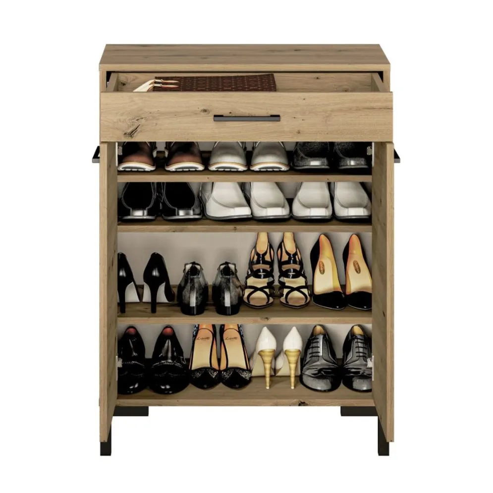 Szafka na buty NIKOLA 70 dąb artisan z szufladą z pełnym wysuwem I sklep meblowy MIRAT. styl LOFT