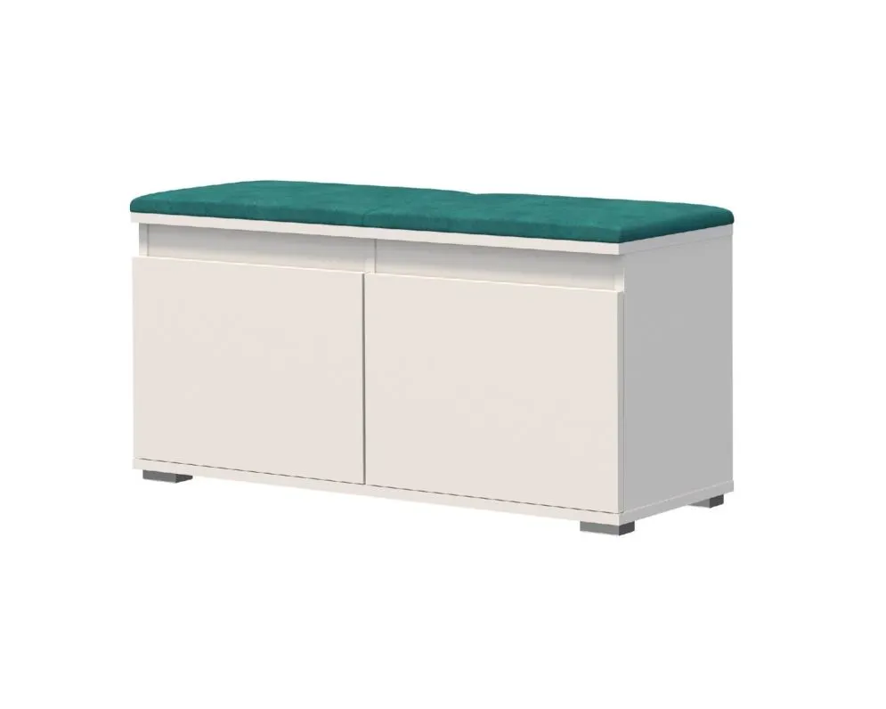 Garderoba z nadstawką i siedziskiem SINGAPUR 154 do przedpokoju biała/zielona I sklep meblowy MIRAT. styl LOFT, SKANDYNAWSKI