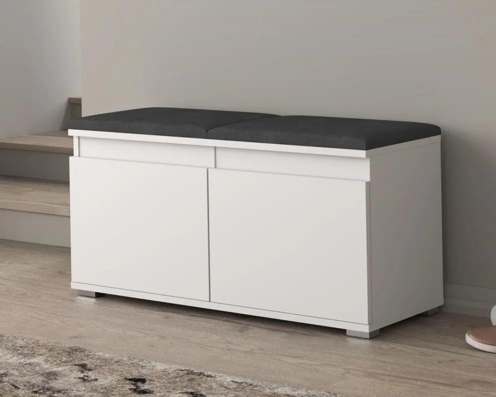 Szafka na buty z siedziskiem SINGAPUR 100 biała/szara I sklep meblowy MIRAT. styl LOFT, SKANDYNAWSKI