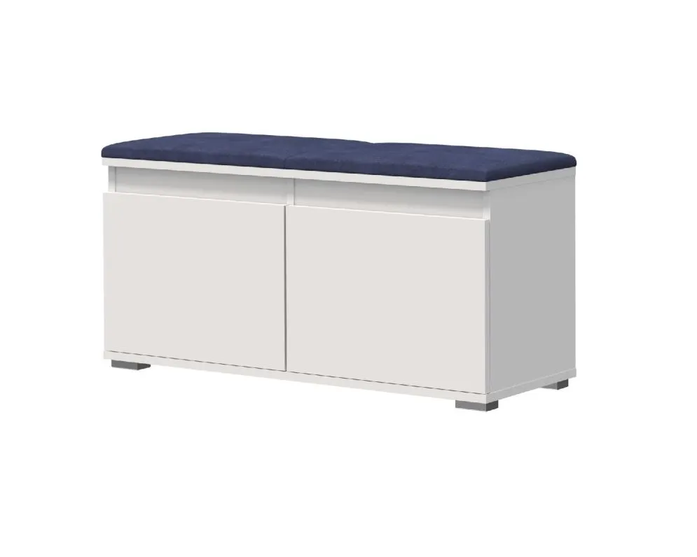 Garderoba z siedziskiem SINGAPUR 154 do przedpokoju biała/granatowa I sklep meblowy MIRAT. styl LOFT, SKANDYNAWSKI