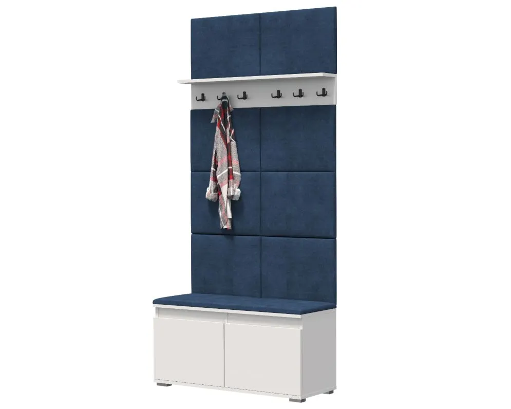 Szafka na buty z siedziskiem i wieszakiem SINGAPUR 100 biała/granatowa I sklep meblowy MIRAT. styl LOFT, SKANDYNAWSKI