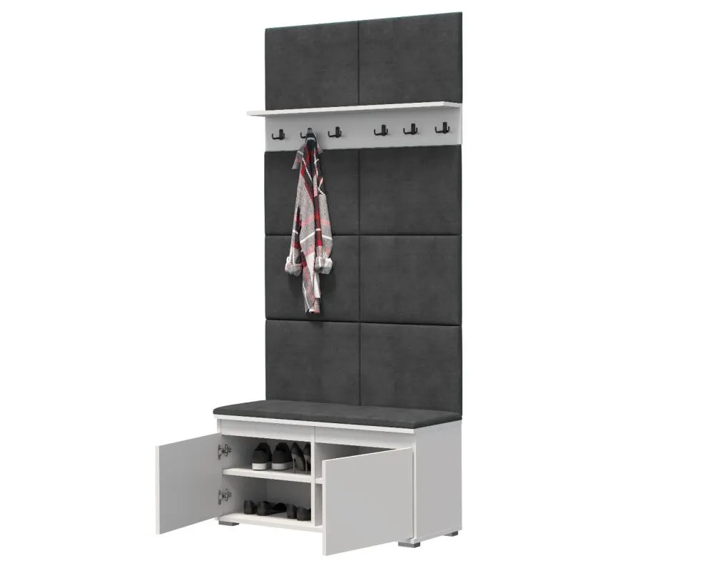 Szafka na buty z siedziskiem SINGAPUR 100 biała/szara I sklep meblowy MIRAT. styl LOFT, SKANDYNAWSKI