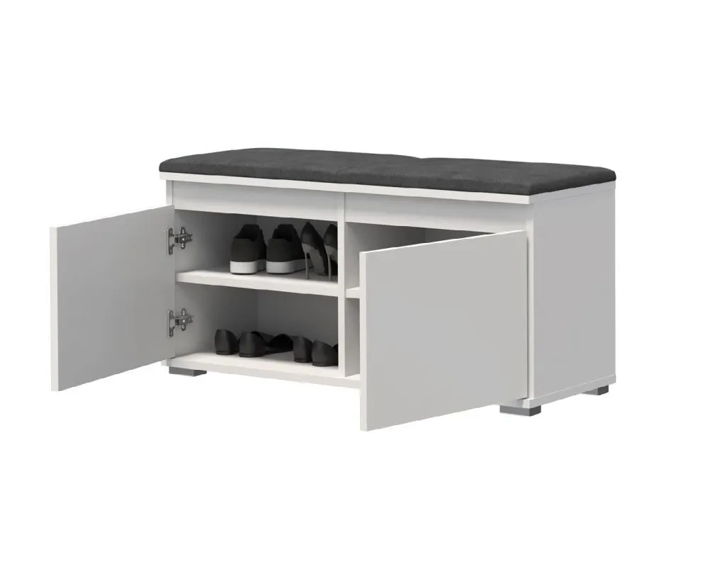 Garderoba z siedziskiem SINGAPUR 154 do przedpokoju biała/szara I sklep meblowy MIRAT. styl LOFT, SKANDYNAWSKI
