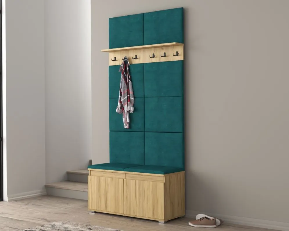 Szafka na buty z siedziskiem SINGAPUR 100 dąb craft/zielony I sklep meblowy MIRAT. styl LOFT, SKANDYNAWSKI