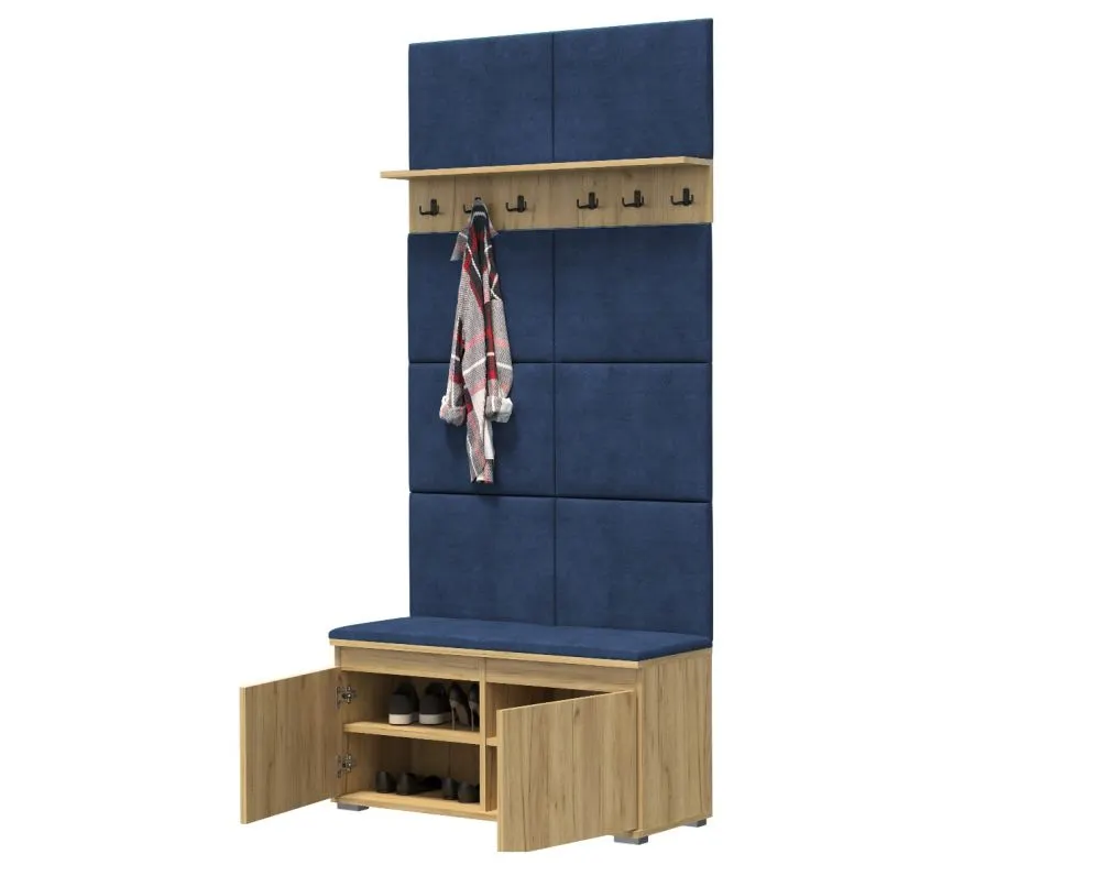Szafka na buty z wieszakiem SINGAPUR 100 dąb craft/granatowy I sklep meblowy MIRAT. styl LOFT, SKANDYNAWSKI
