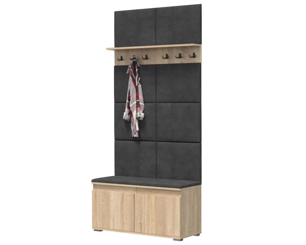 Szafka na buty z siedziskiem SINGAPUR 100 dąb sonoma/szara I sklep meblowy MIRAT. styl LOFT, SKANDYNAWSKI