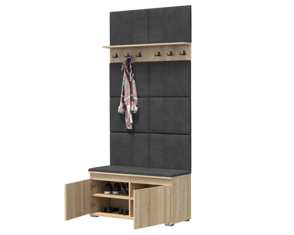 Szafka na buty z siedziskiem SINGAPUR 100 dąb sonoma/szara I sklep meblowy MIRAT. styl LOFT, SKANDYNAWSKI
