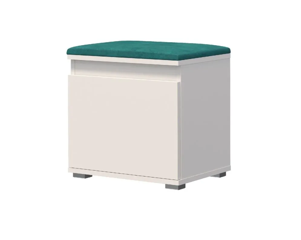 Szafka na buty z siedziskiem SINGAPUR 50 biała/zieIona sklep meblowy MIRAT. styl LOFT, SKANDYNAWSKI