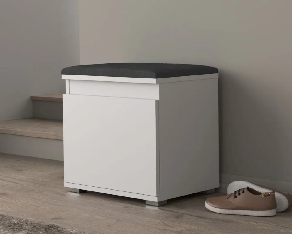 Szafka na buty z siedziskiem SINGAPUR 50 biała/szara I sklep meblowy MIRAT. styl LOFT, SKANDYNAWSKI