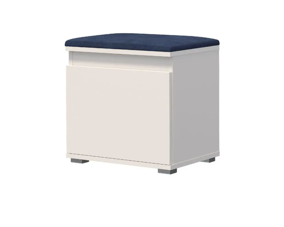 Szafka na buty z siedziskiem i wieszakiem SINGAPUR 50 biała/granatowa I sklep meblowy MIRAT. styl LOFT, SKANDYNAWSKI