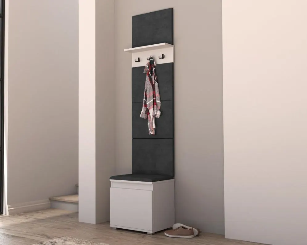 Szafka na buty SINGAPUR 50 biała/szara z wieszakiem I sklep meblowy MIRAT. styl LOFT, SKANDYNAWSKI