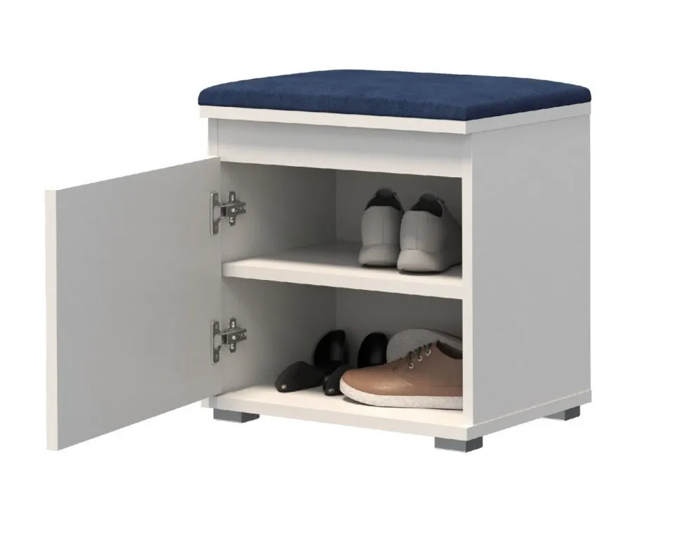 Nowoczesna garderoba do przedpokoju SINGAPUR biała/granatowa I sklep meblowy MIRAT. styl LOFT, SKANDYNAWSKI