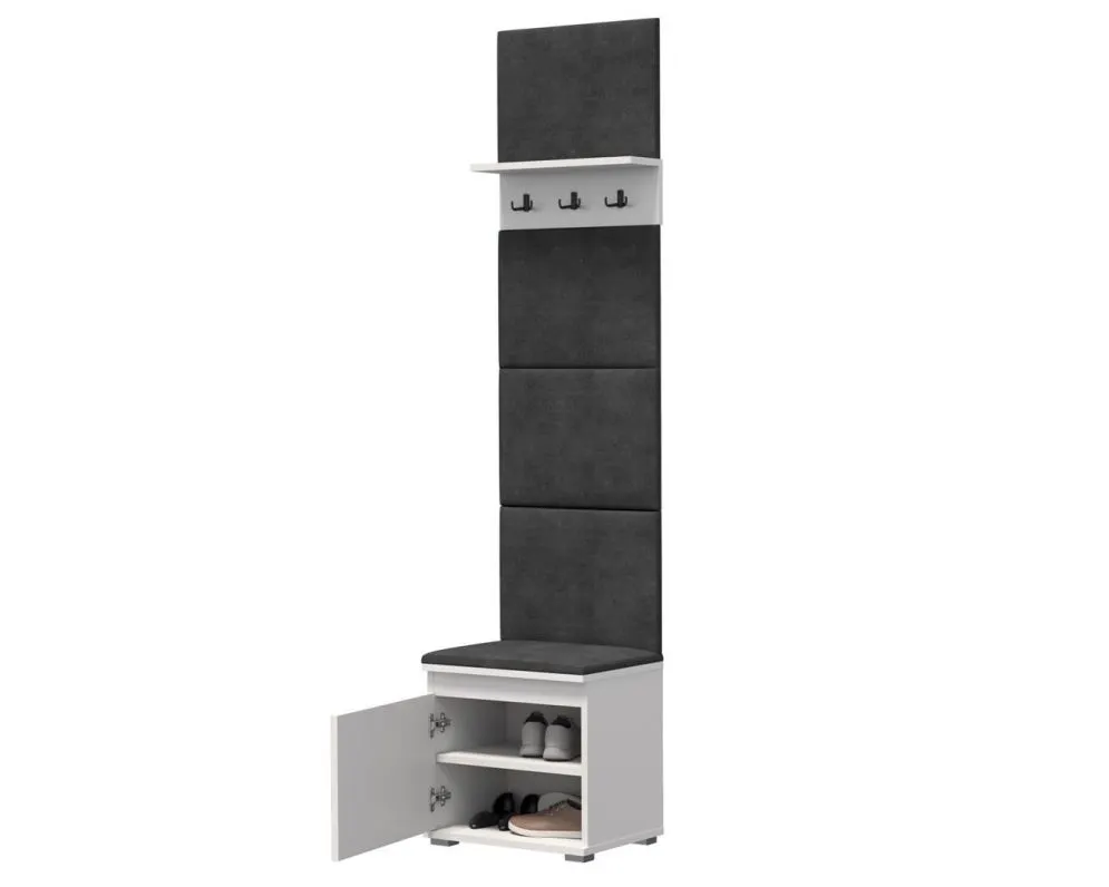 Szafka na buty SINGAPUR 50 biała/szara z wieszakiem I sklep meblowy MIRAT. styl LOFT, SKANDYNAWSKI