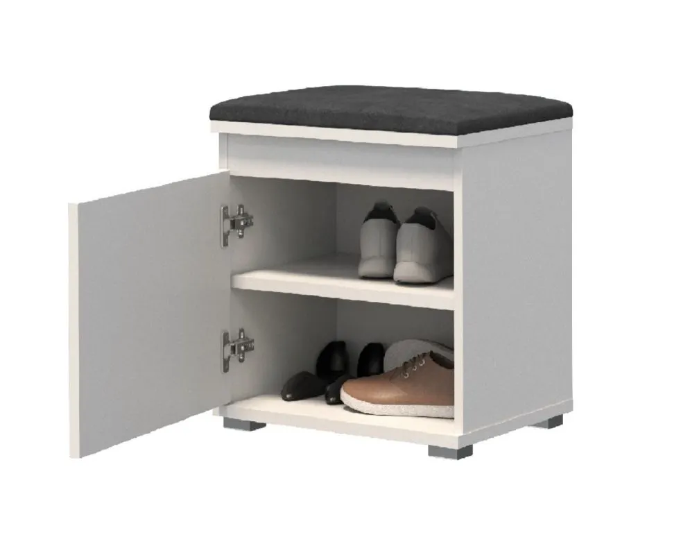 Biała garderoba do przedpokoju SINGAPUR z siedziskiem I sklep meblowy MIRAT. styl LOFT, SKANDYNAWSKI