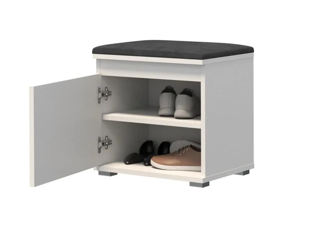 Szafka na buty SINGAPUR 50 biała/szara z wieszakiem I sklep meblowy MIRAT. styl LOFT, SKANDYNAWSKI