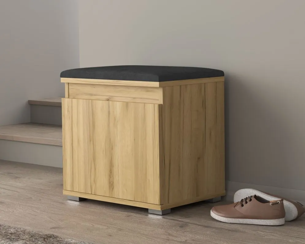 Szafka na buty z siedziskiem SINGAPUR 50 dąb craft/szara I sklep meblowy MIRAT. styl LOFT, SKANDYNAWSKI