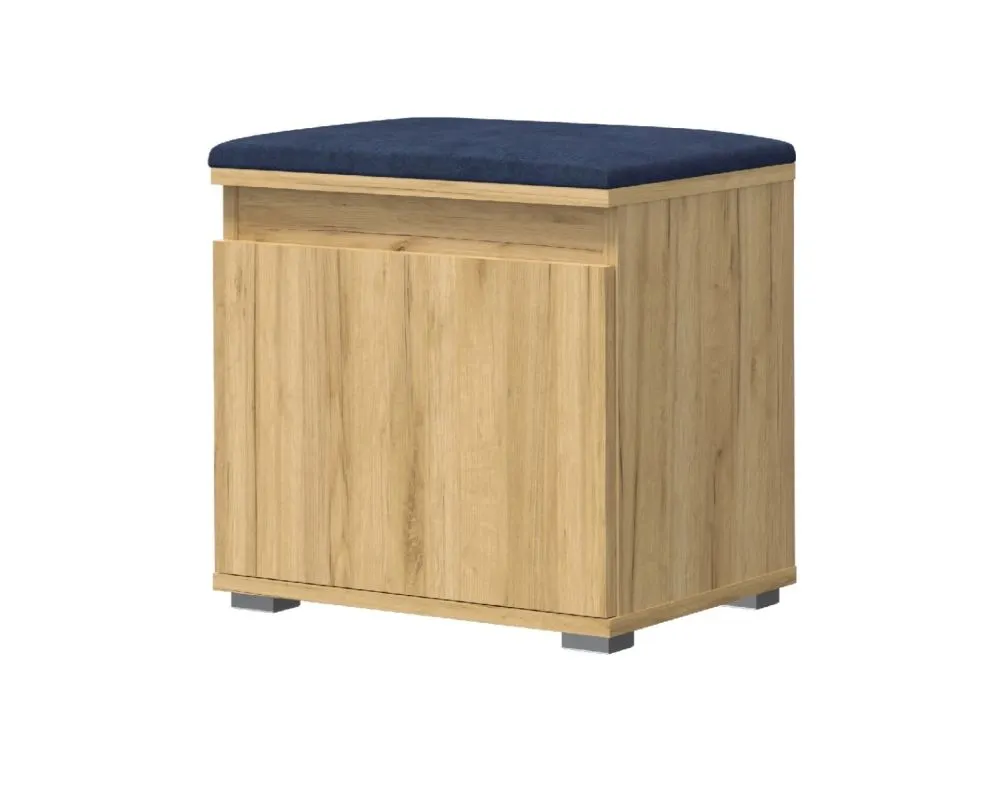 Szafka na buty z siedziskiem i wieszakiem SINGAPUR 50 dąb craft/granatowy I sklep meblowy MIRAT. styl LOFT, SKANDYNAWSKI