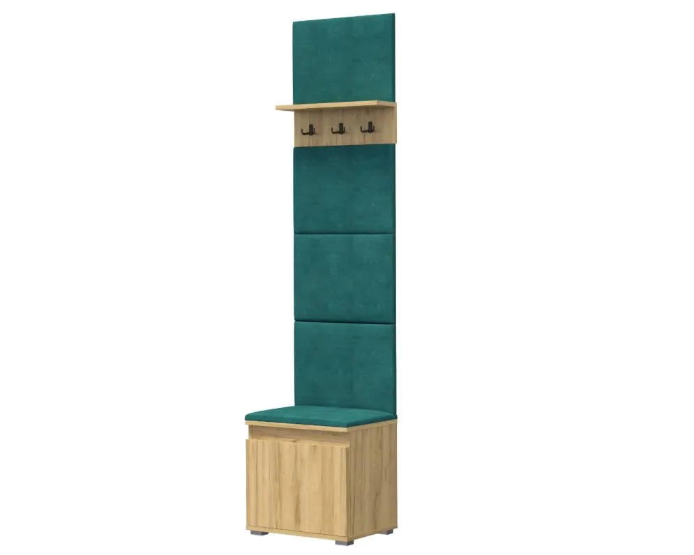 Szafka na buty z wieszakiem SINGAPUR 50 dąb craft/zielona I sklep meblowy MIRAT. styl LOFT, SKANDYNAWSKI