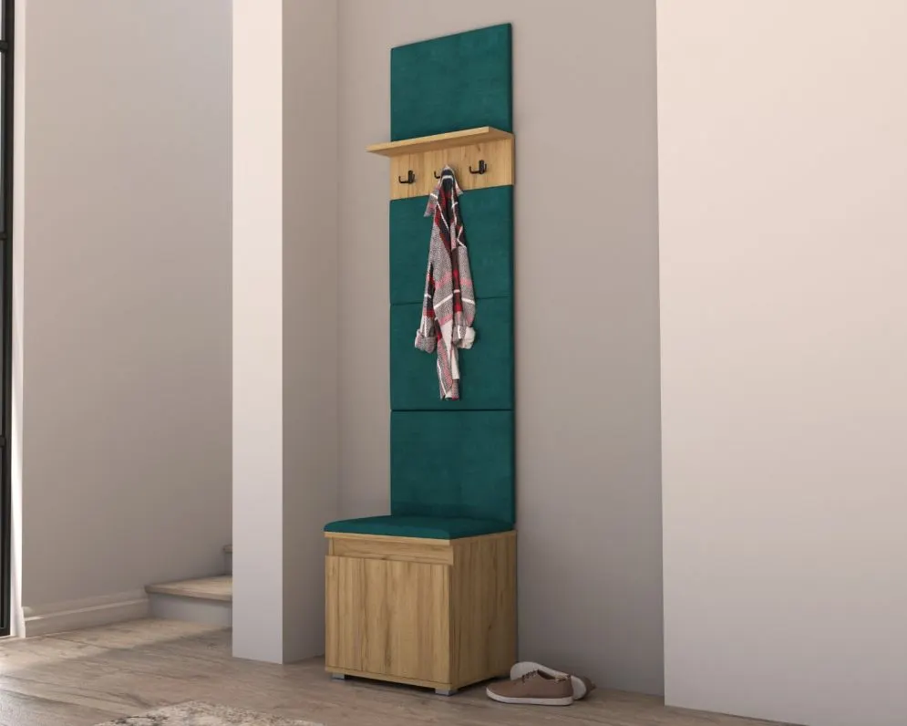 Szafka na buty z wieszakiem SINGAPUR 50 dąb craft/zielona I sklep meblowy MIRAT. styl LOFT, SKANDYNAWSKI