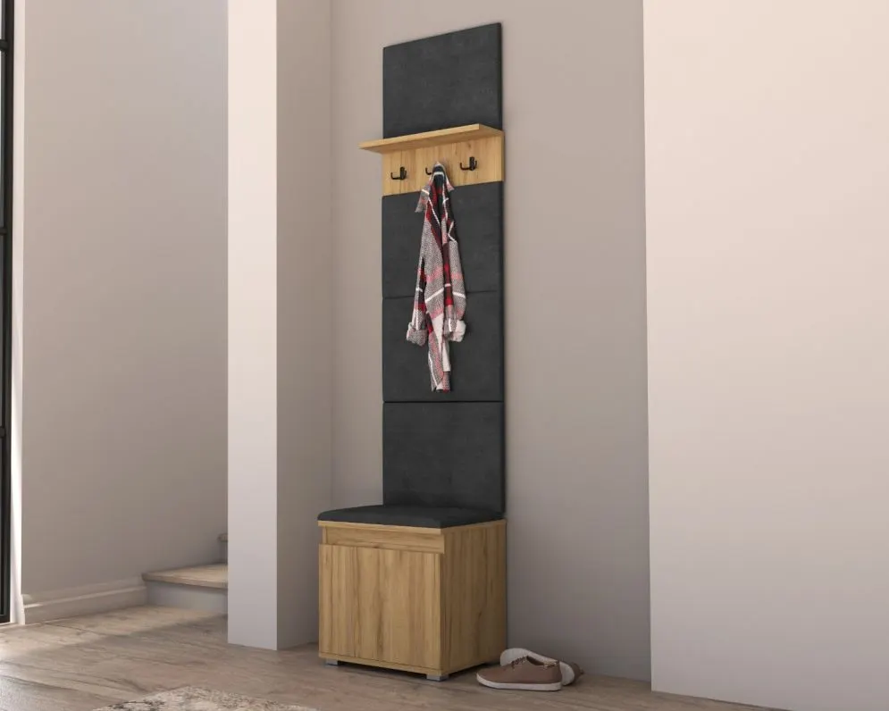 Szafka na buty z siedziskiem SINGAPUR 50 dąb craft/szara I sklep meblowy MIRAT. styl LOFT, SKANDYNAWSKI