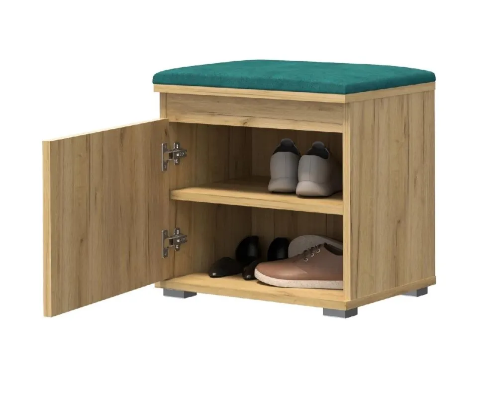 Garderoba z siedziskiem SINGAPUR 104 dąb craft/zielony I sklep meblowy MIRAT. styl LOFT, SKANDYNAWSKI