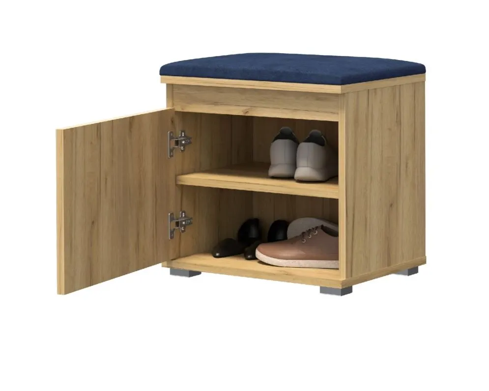 Garderoba z siedziskiem SINGAPUR 104 dąb craft/granatowy I sklep meblowy MIRAT. styl LOFT, SKANDYNAWSKI