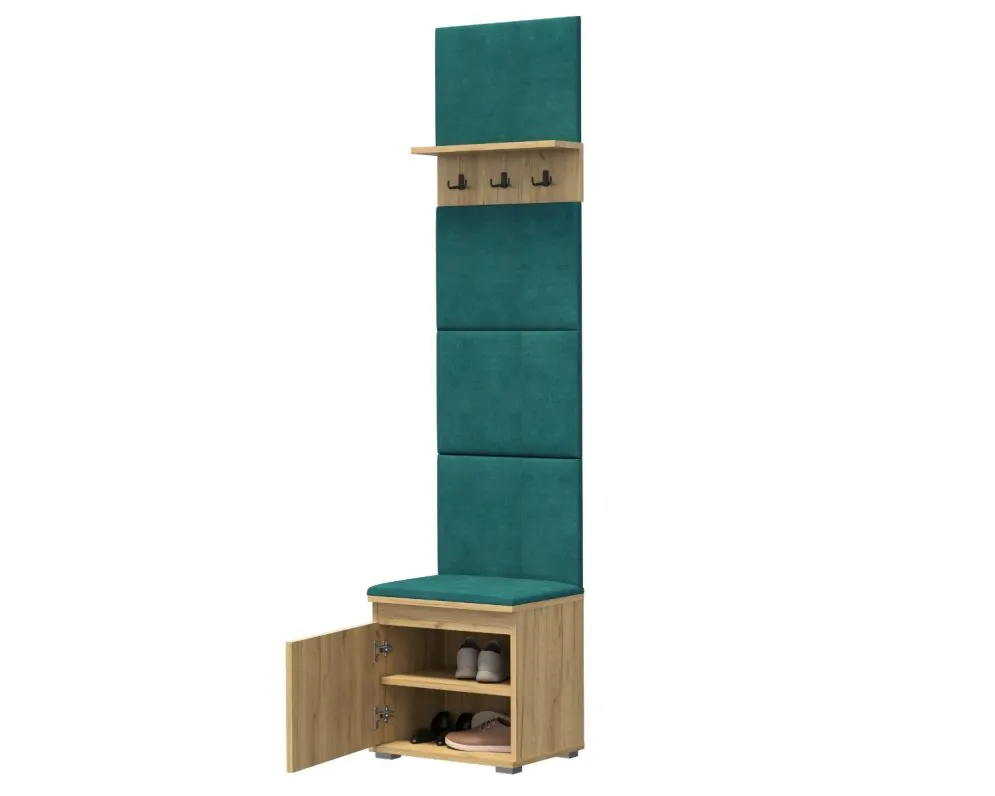 Szafka na buty z wieszakiem SINGAPUR 50 dąb craft/zielona I sklep meblowy MIRAT. styl LOFT, SKANDYNAWSKI