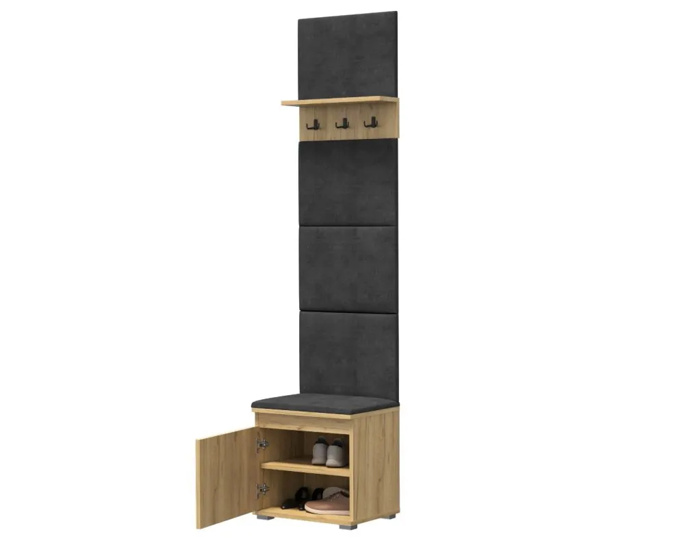 Szafka na buty z siedziskiem SINGAPUR 50 dąb craft/szara I sklep meblowy MIRAT. styl LOFT, SKANDYNAWSKI