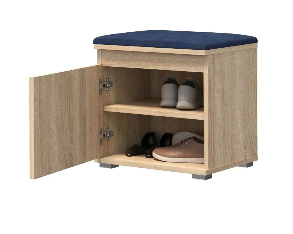 Garderoba z siedziskiem do przedpokoju SINGAPUR 104 dąb sonoma/granatowy I sklep meblowy MIRAT. styl LOFT, SKANDYNAWSKI