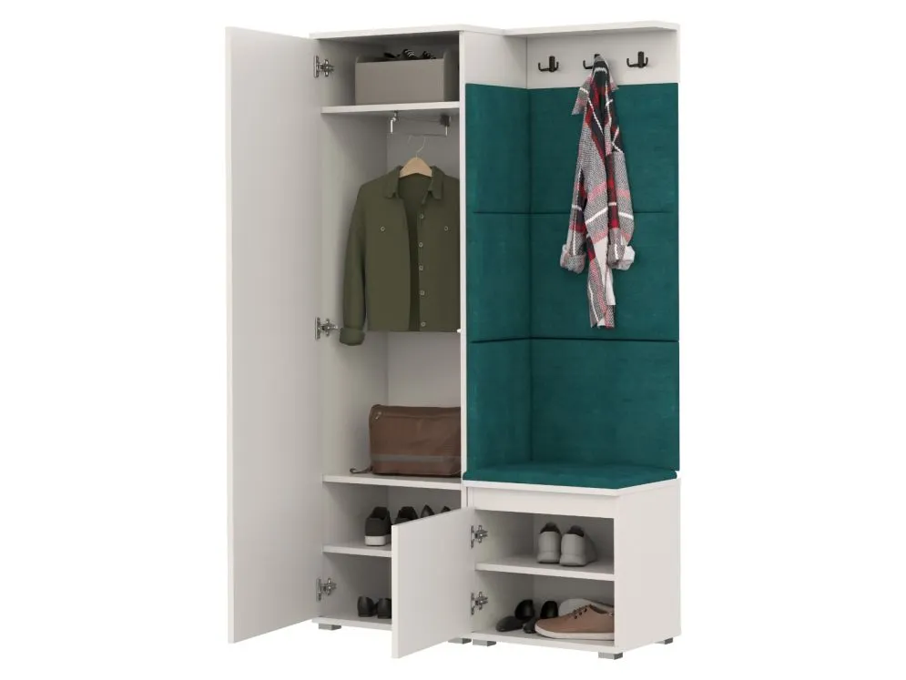 Szafa garderoba do przedpokoju SINGAPUR biała/zielona I sklep meblowy MIRAT. styl LOFT, SKANDYNAWSKI