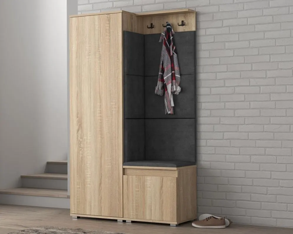 Garderoba do przedpokoju SINGAPUR dąb sonoma/szary I sklep meblowy MIRAT. styl LOFT, SKANDYNAWSKI