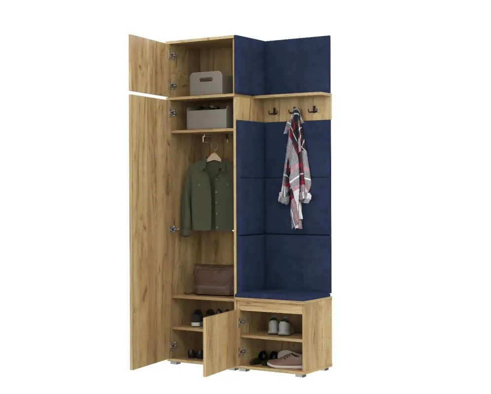 Garderoba z siedziskiem SINGAPUR 104 dąb craft/granatowy I sklep meblowy MIRAT. styl LOFT, SKANDYNAWSKI