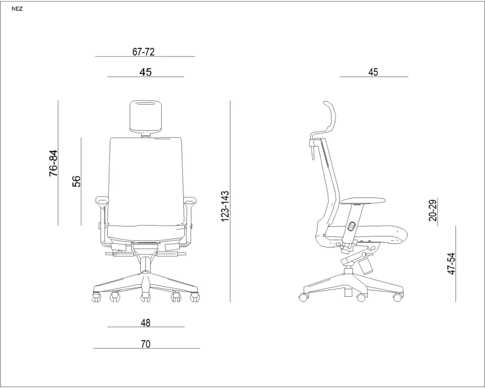 Fotel biurowy NEZ czarny z oparciem dla części ledźwiowej | MIRAT. w stylu kolekcja