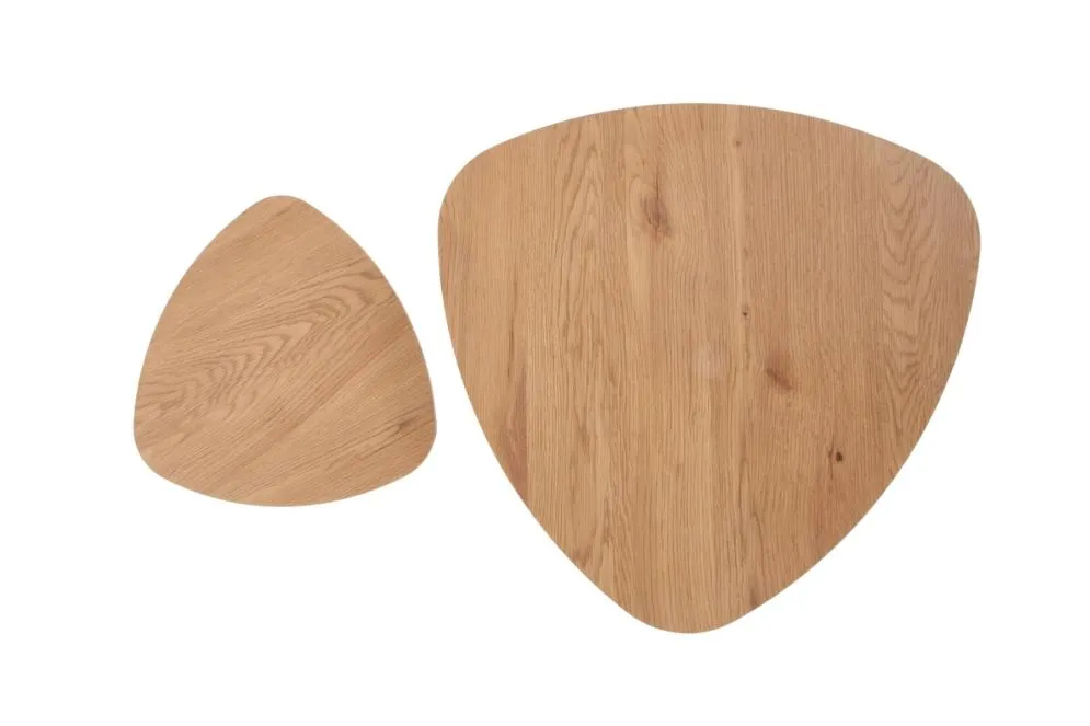 Zestaw 2 stolików kawowych NICEA 2 dąb/czarny na metalowych nogach | MIRAT. styl LOFT