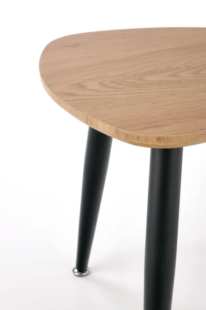 Zestaw 2 stolików kawowych NICEA 2 dąb/czarny na metalowych nogach | MIRAT. styl LOFT