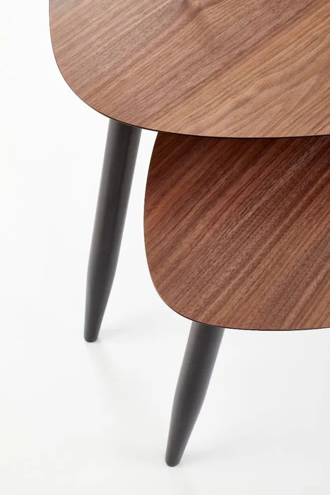 Zestaw 2 stolików kawowych NICEA 2 dąb/czarny na metalowych nogach | MIRAT. styl LOFT