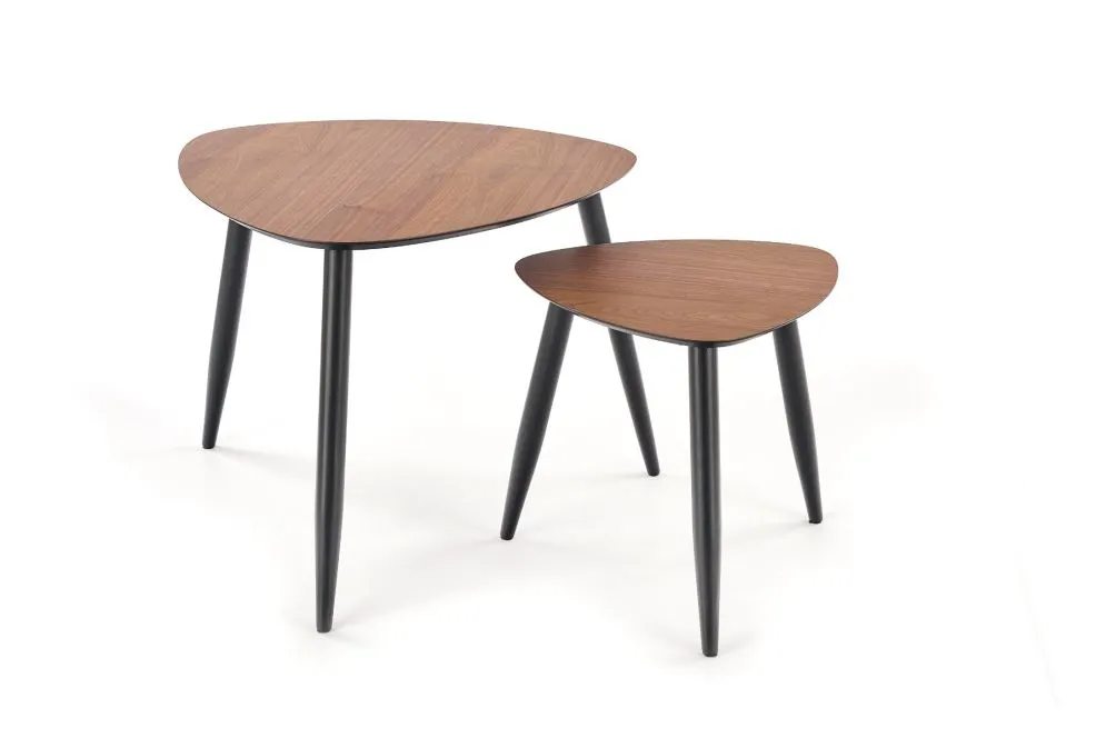 Zestaw 2 stolików kawowych NICEA 2 dąb/czarny na metalowych nogach | MIRAT. styl LOFT