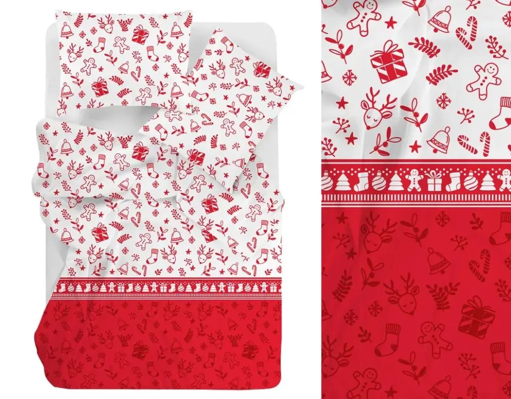 Pościel bawełniana Greno Premium Świąteczna Niespodzianka 160x200 cm wielokolorowa MIRAT.