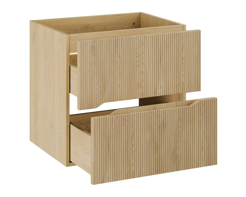 Ryflowana szafka pod umywalkę NORDIC CREMONA 2S 60cm dąb cremona z umywalką wpuszczaną SKY I sklep meblowy MIRAT. styl RYFLOWANY, SKANDYNAWSKI kolekcja CD-NORDIC