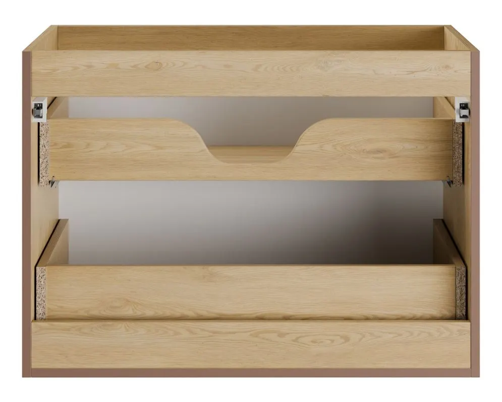 Szeroka szafka pod umywalkę NORDIC CREMONA 2S 80cm dąb cremona z umywalką wpuszczaną SKY I sklep meblowy MIRAT. styl RYFLOWANY, SKANDYNAWSKI kolekcja CD-NORDIC