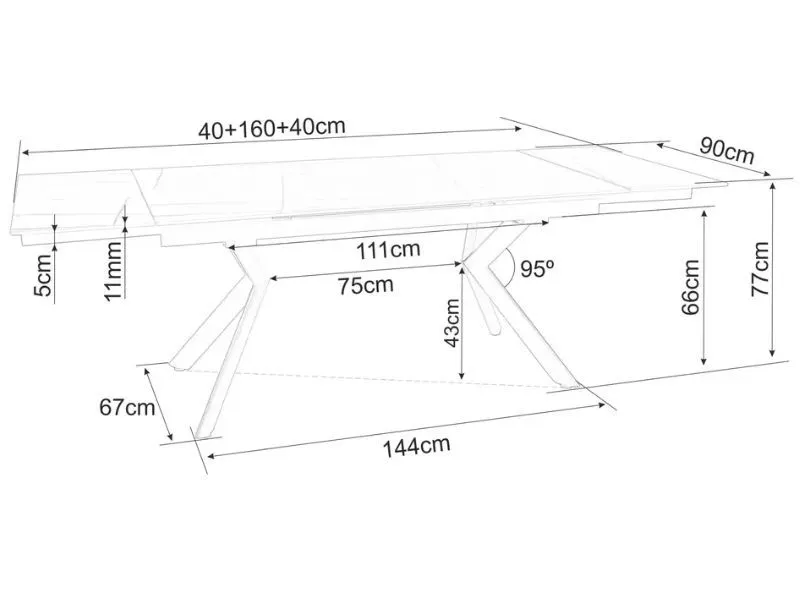 Stół ceramiczny industrialny Norton 160-240 cm czarny | MIRAT styl LOFT