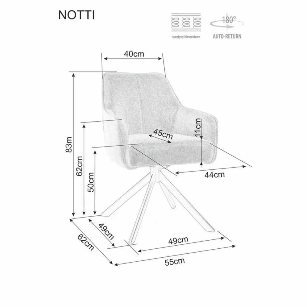 Krzesło tapicerowane NOTTI BREGO oliwkowe obracane z podłokietnikami I sklep meblowy MIRAT.